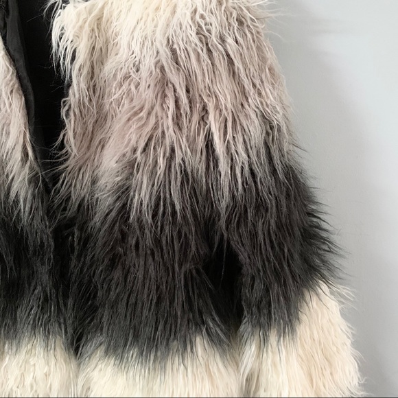NWOT Shaggy Faux Fur Coat Ombré - Picture 4 of 6